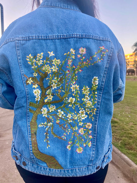 "L'amandier en fleurs" Denim Jacket