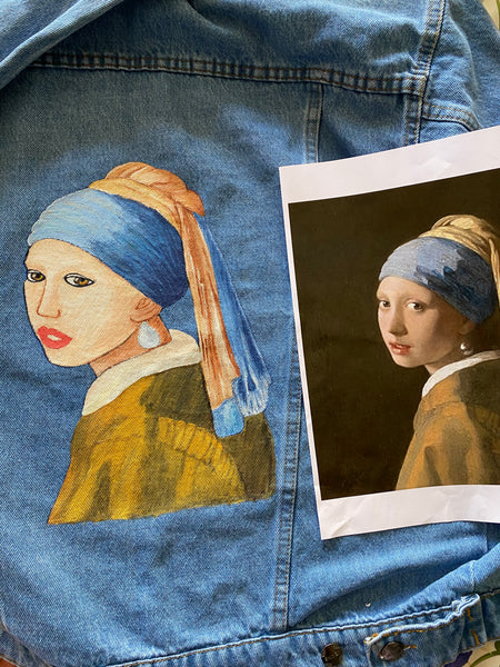 "Girl with a Pearl Earring" Denim Jacket