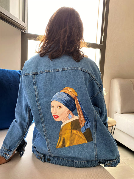 "Girl with a Pearl Earring" Denim Jacket