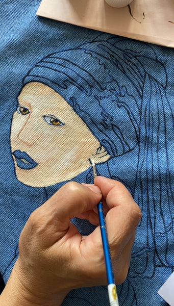 "Girl with a Pearl Earring" Denim Jacket