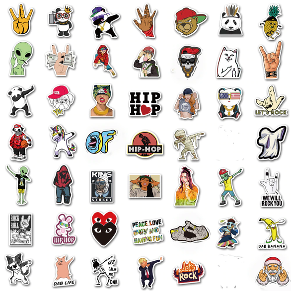 Pack de 40 Stickers "Rock & HipHop memes"